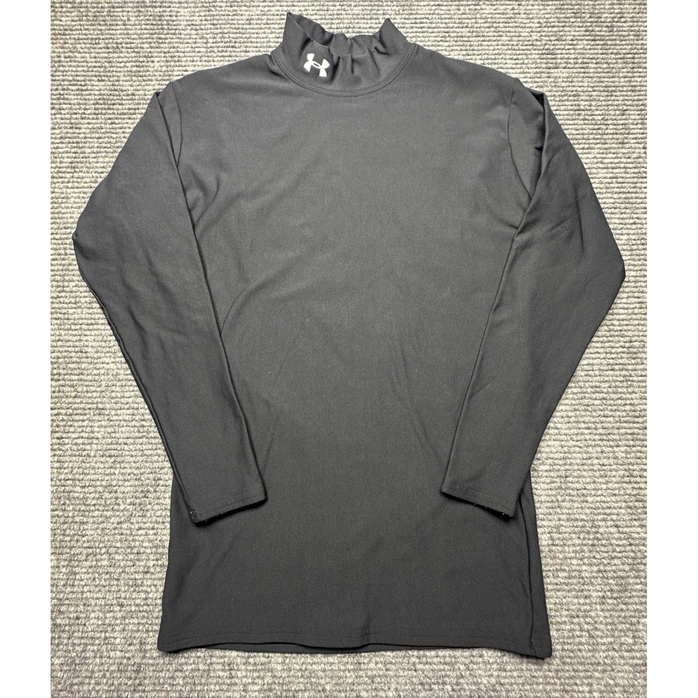 Under Armour Mock‎ Neck Shirt Men XL Black Compression Long Sleeve VSUP401